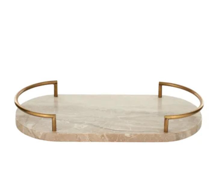 Chiara Marble Tray  with Brass