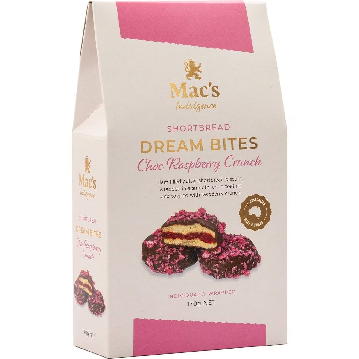 Macs Indulgence Shortbread Dream Bites Choc Raspberry Crunch 170g