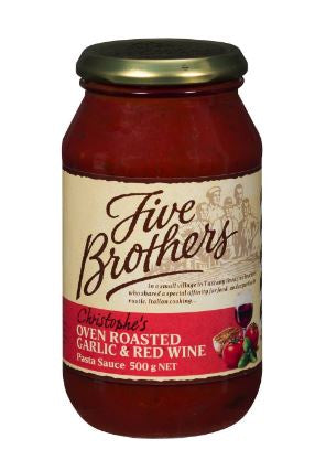 Five Brothers Roasted Garlic & Red Wine Pasta Sauce 500g