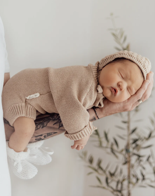 ZIGGY LOU Heirloom Romper | Fawn 0-3m