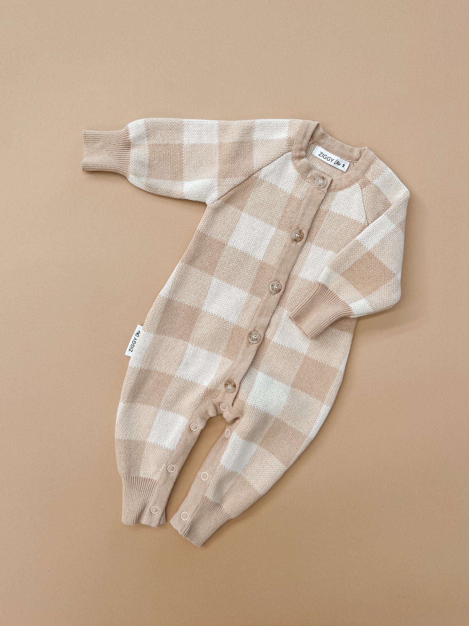 ZIGGY LOU Classic Knit Romper | Gingham 0-3m