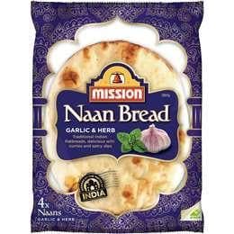 Mission Naan Bread Garlic & Herb 4pk