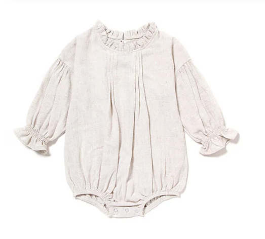 Natural Linen Look Romper | 12m