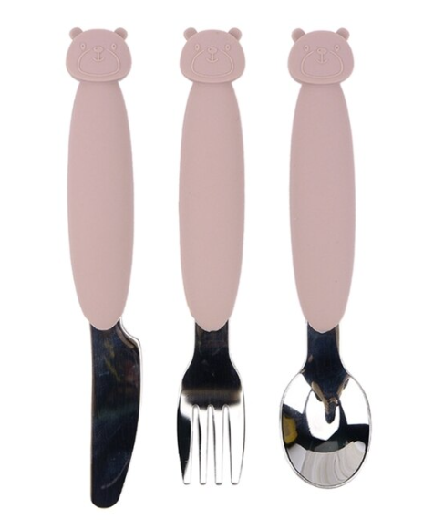 Children's Bear Cutlery Set | Dusty Pink