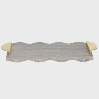 Marble Tray 25x45cm Beige/Gold damaged. was $89.95