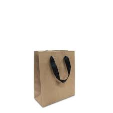 Kraft Paper Gift Bag Black Handles Small