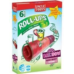 Uncle Tobys Roll-Ups Rainbow Berry 94g 6pk