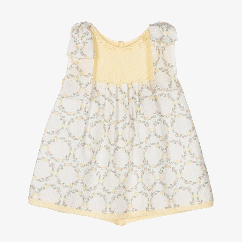 Mebi Girls Lemons Dress and Bonnet set