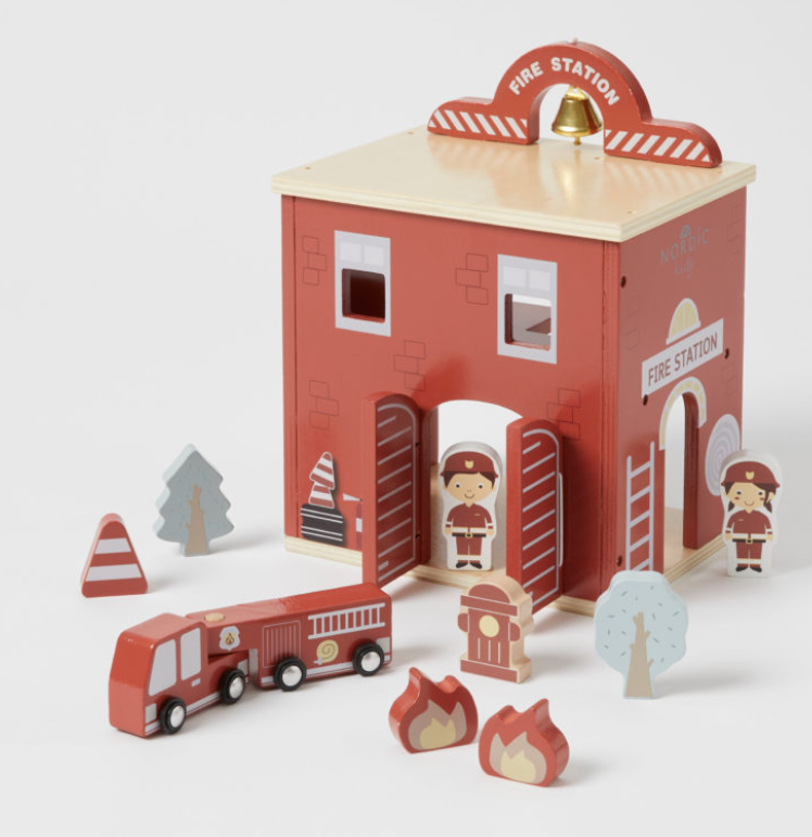 Wooden Fire Station Set