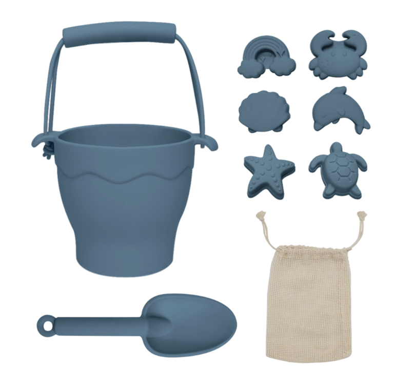 Silicone Bucket & Spade Set | Steel Blue