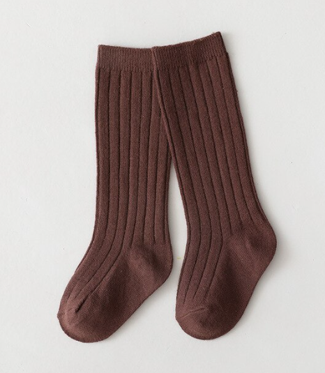 Ribbed Knee High Sock | Brown Medium