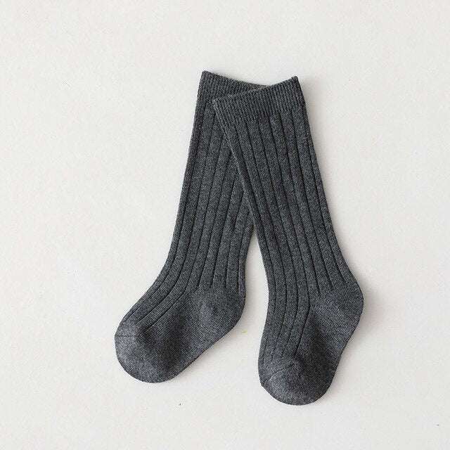 Ribbed Knee High Sock | Dark Grey Medium