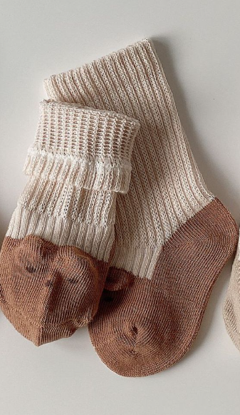 Ribbed Bear Socks | Blush 6-12m