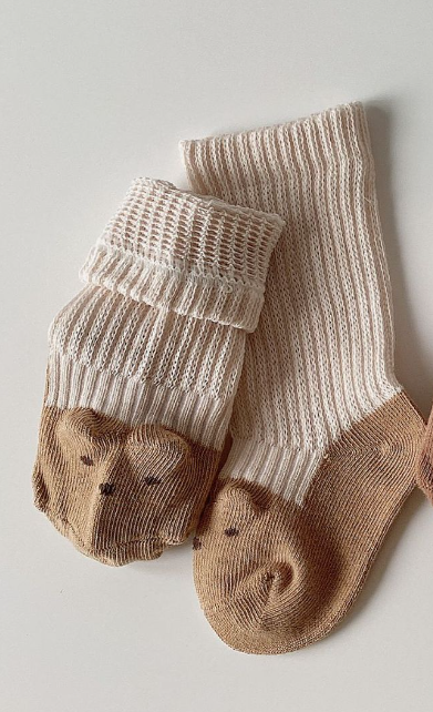 Ribbed Bear Socks | Mustard 6-12m