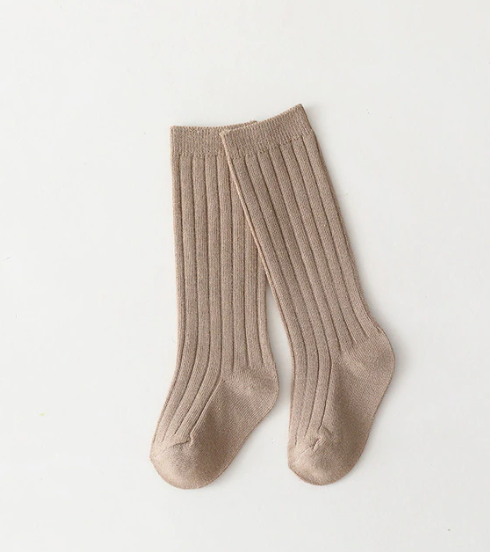 Ribbed Knee High Socks | Beige Medium