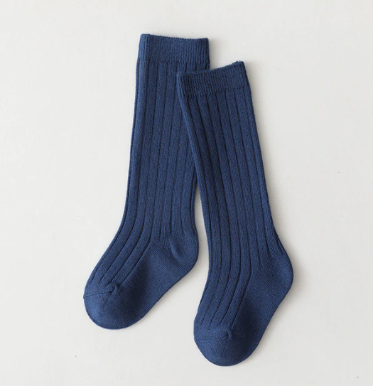 Ribbed Knee High Sock | Dark Blue Medium