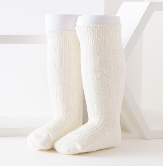 Ribbed Knee High Baby Socks | Cream Medium