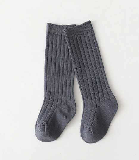 Ribbed Knee High  Socks | Iron Medium