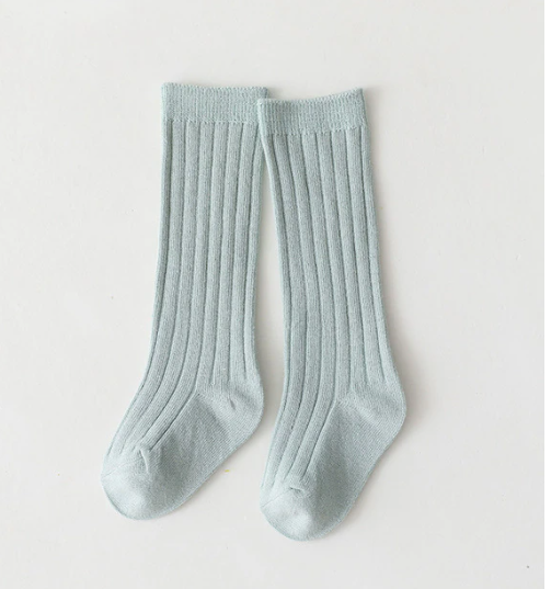 Ribbed Knee High Socks | Light Green Medium