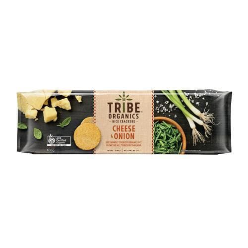 Tribe Organics Rice Crackers Cheese & Onion 100g